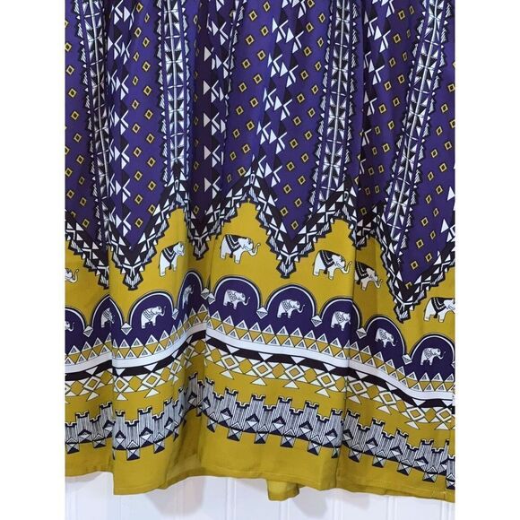 Pink Owl Diamond Print Dress Dress Women’s Large Purple Gold Multi Strap Lined - Picture 4 of 7